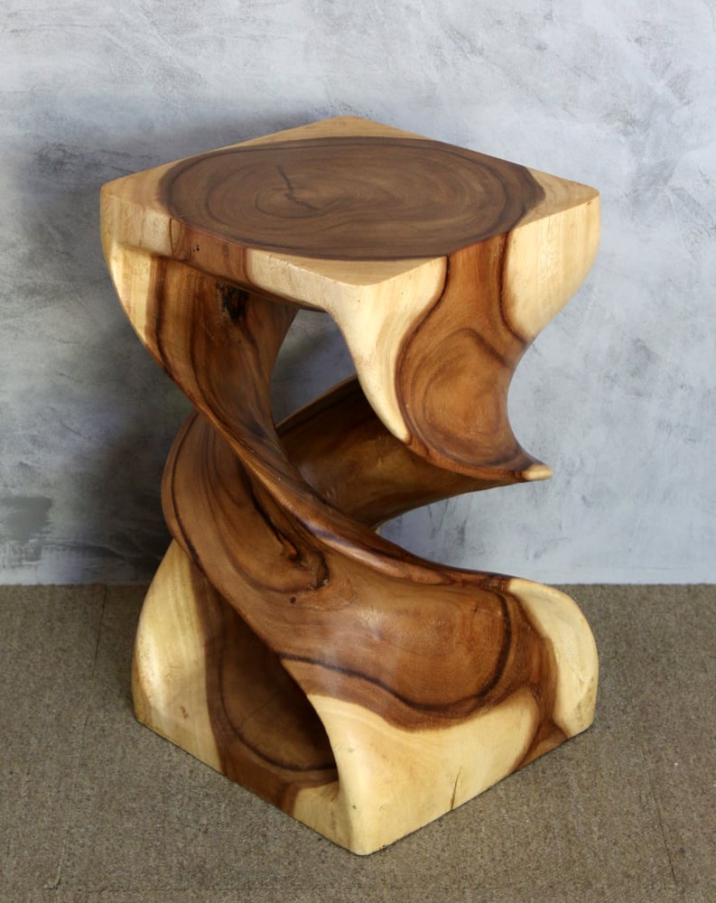 Twisted discount wood stool